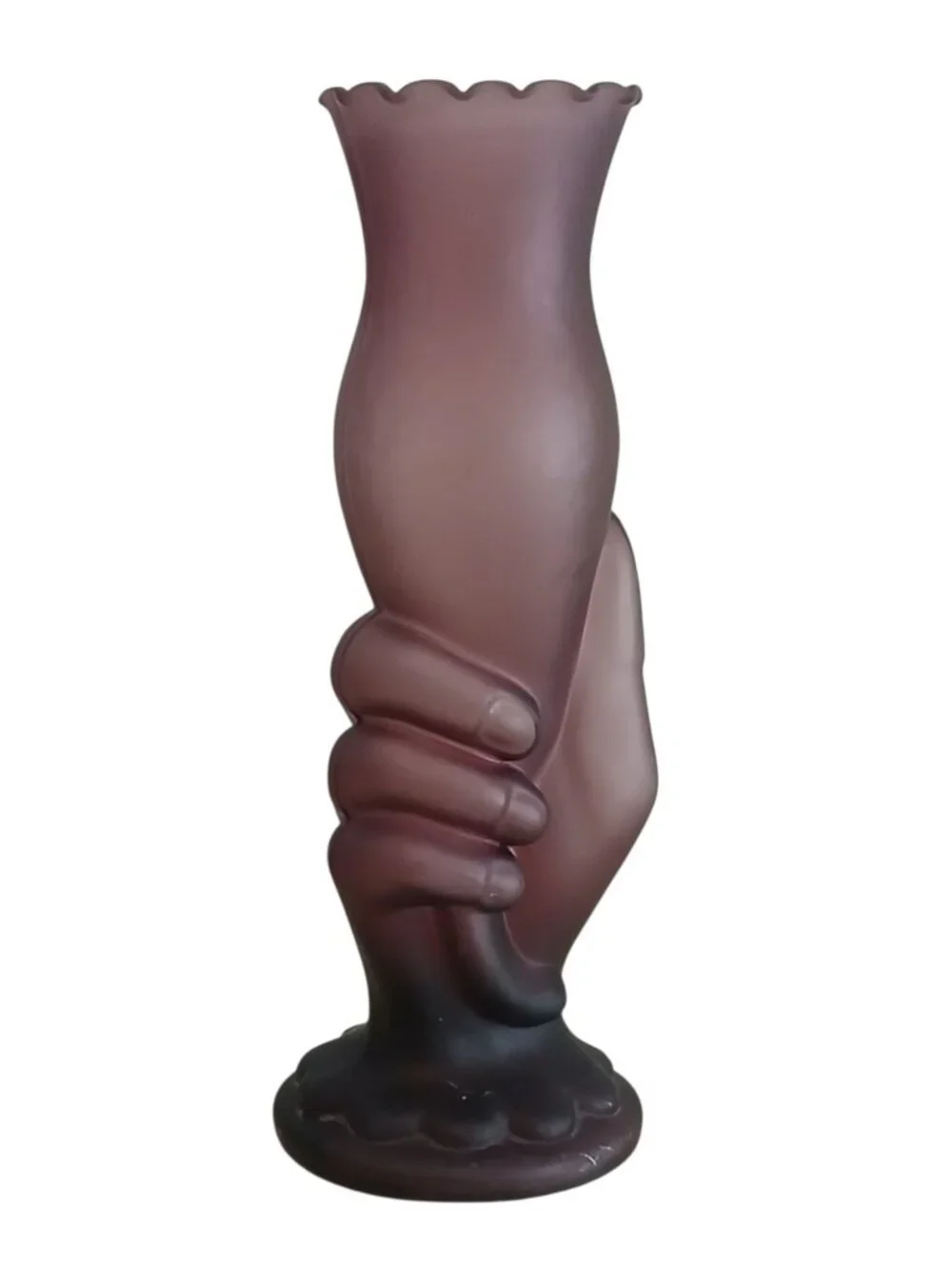 Westmoreland Amethyst Satin Glass Hand Vase Victorian Style 9 in